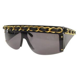 Authenticity guaranteed Chanel Chain Sunglasses Black Eyewear